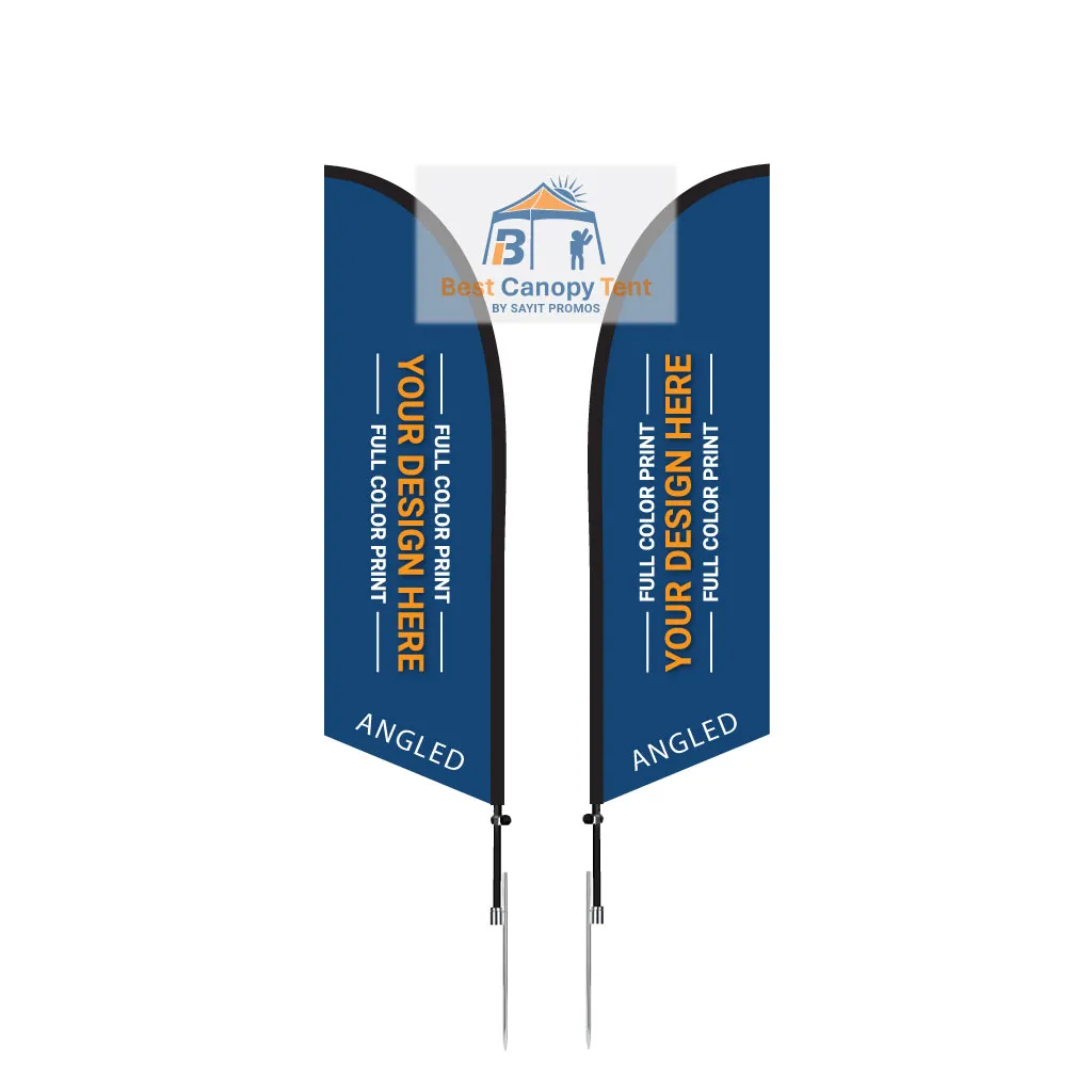 Feather flag with spike base angled shape