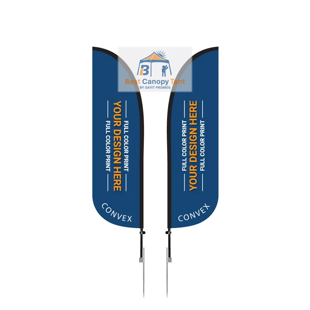 Feather flag with spike base convex shape